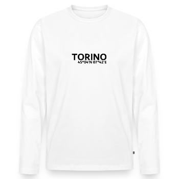 Coordonnées de Turin - T-shirt manches longues Premium bio Homme - blanc - Devant - Nico (187cm)