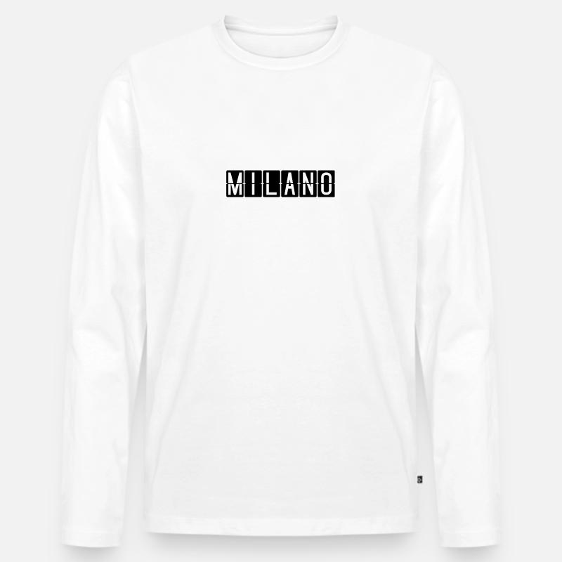 Milano Flughafentafel - Männer Premium Bio Langarmshirt - Weiß