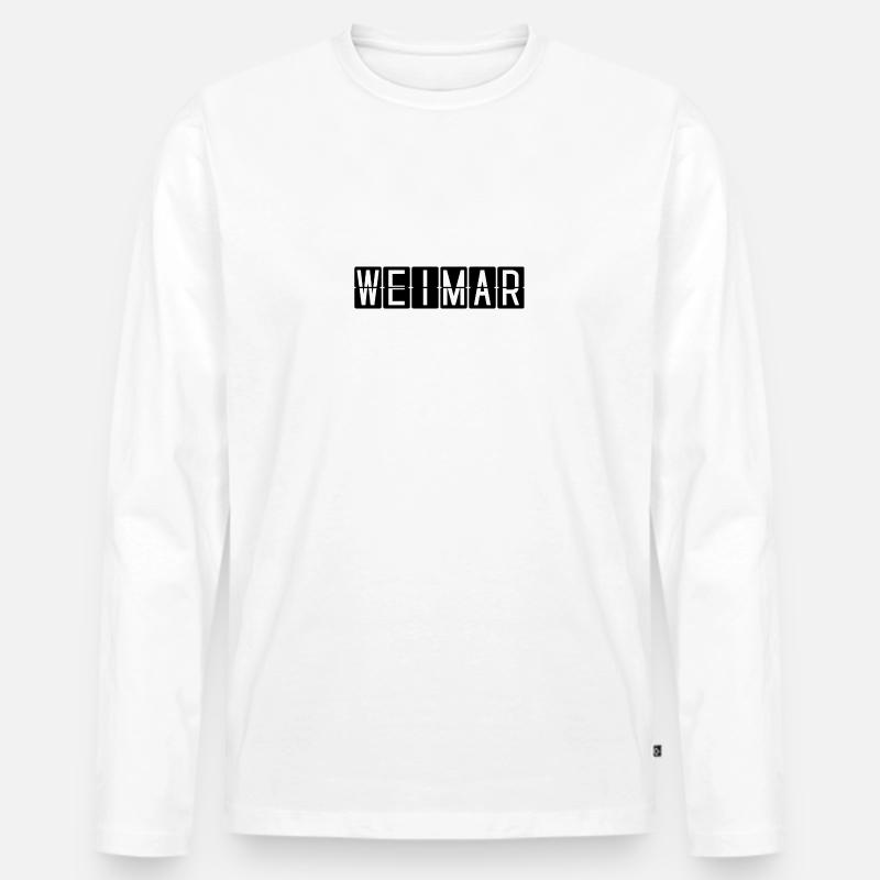 Weimar Flughafentafel - Männer Premium Bio Langarmshirt - Weiß