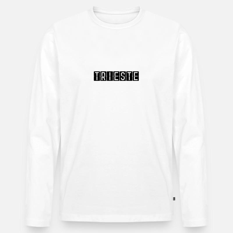 Trieste Flughafentafel - Männer Premium Bio Langarmshirt - Weiß