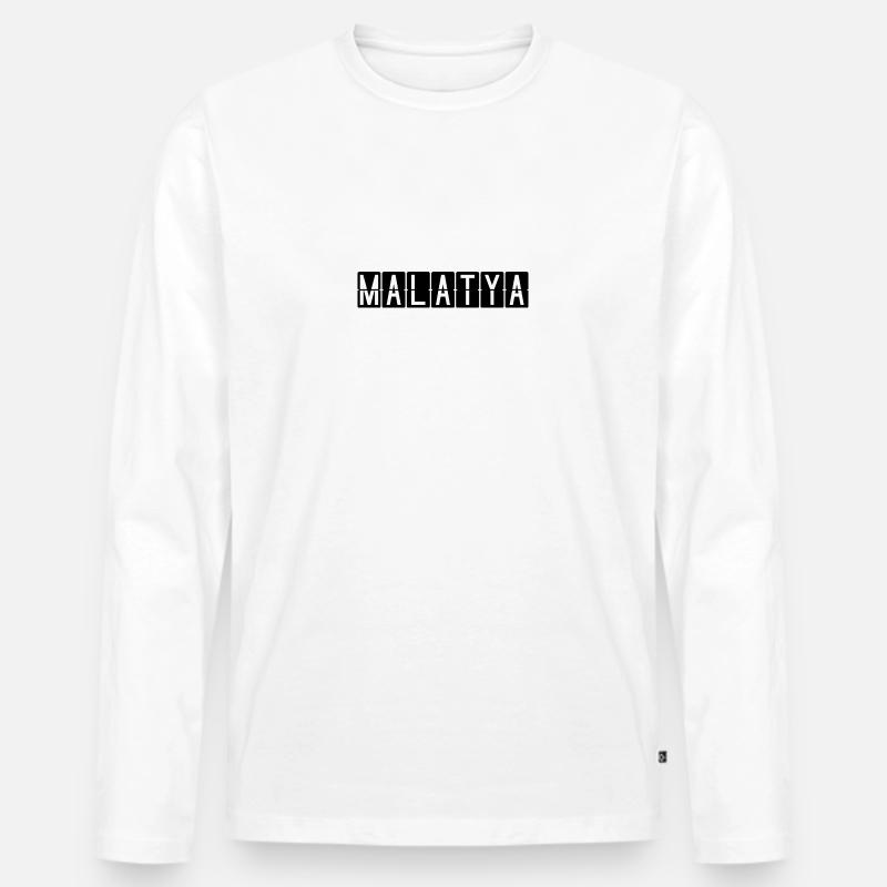 Malatya Flughafentafel - Männer Premium Bio Langarmshirt - Weiß