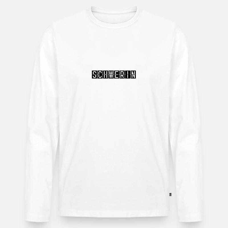 Schwerin Flughafentafel - Männer Premium Bio Langarmshirt - Weiß