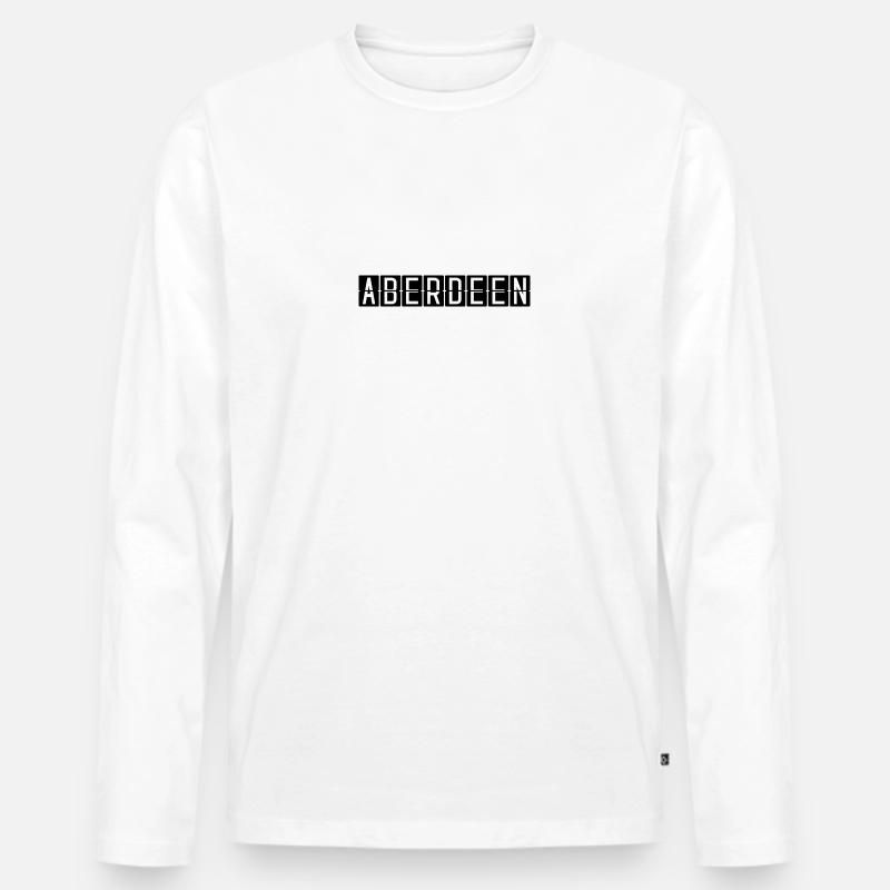 Aberdeen Flughafentafel - Männer Premium Bio Langarmshirt - Weiß