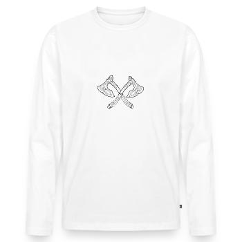Crossed Axes Vikings - Men's Premium Organic Long Sleeve Shirt - white - Front - Nico (187cm)