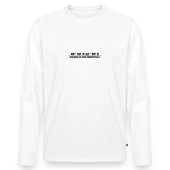 Weiden in der Oberpfalz Koordinaten - Männer Premium Bio Langarmshirt - Weiß - Vorne - Nico (187cm)