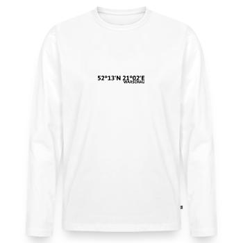 Coordonnées de Varsovie - T-shirt manches longues Premium bio Homme - blanc - Devant - Nico (187cm)