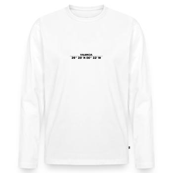 Valencia coordinates - Men's Premium Organic Long Sleeve Shirt - white - Front - Nico (187cm)