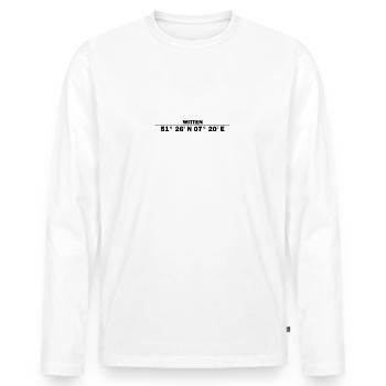 Witten coordinates - Men's Premium Organic Long Sleeve Shirt - white - Front - Nico (187cm)
