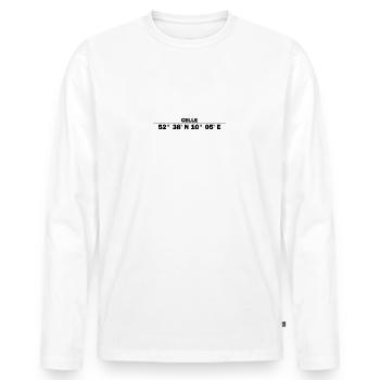 Coordonnées de celle - T-shirt manches longues Premium bio Homme - blanc - Devant - Nico (187cm)