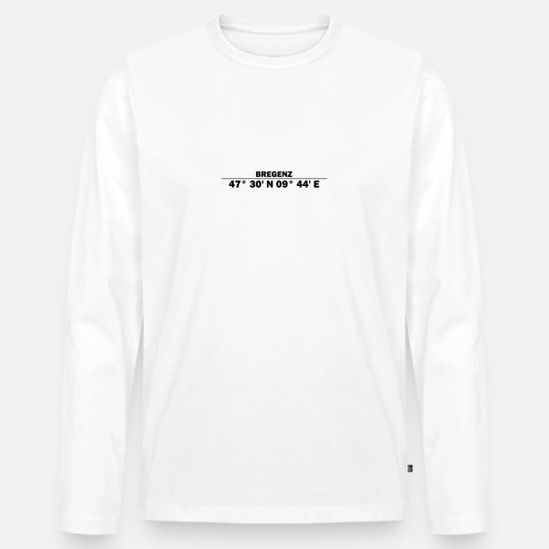 Bregenz Koordinaten - Männer Premium Bio Langarmshirt - Weiß