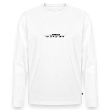 Coordonnées de La Rochelle - T-shirt manches longues Premium bio Homme - blanc - Devant - Nico (187cm)