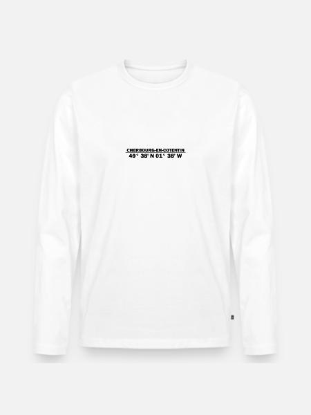 Cherbourg-en-Cotentin coordinates - Men's Premium Organic Long Sleeve Shirt - white