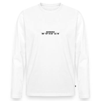 Coordonnées d’Édimbourg - T-shirt manches longues Premium bio Homme - blanc - Devant - Nico (187cm)