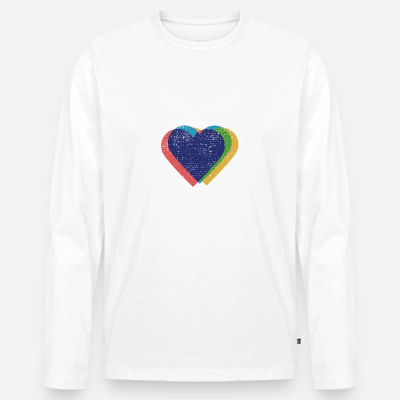 Herzen bunt Risograph - Männer Premium Bio Langarmshirt - Weiß