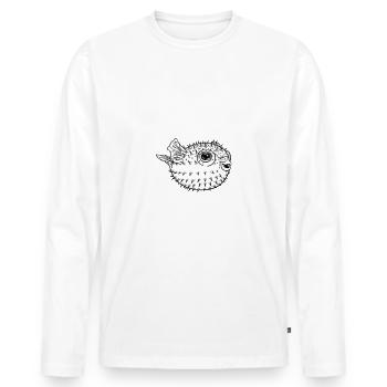 Puffer fish - Men's Premium Organic Long Sleeve Shirt - white - Front - Nico (187cm)