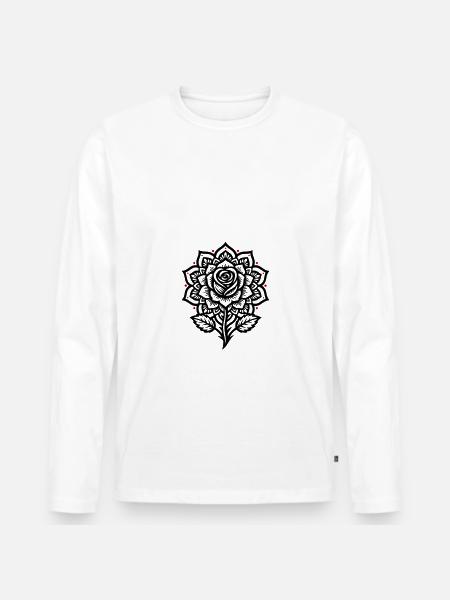 Rose Mandala - Men's Premium Organic Long Sleeve Shirt - white