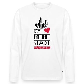 Stadt Liebe München Deutschland Spruch Geschenk - Männer Premium Bio Langarmshirt - Weiß - Vorne - Nico (187cm)