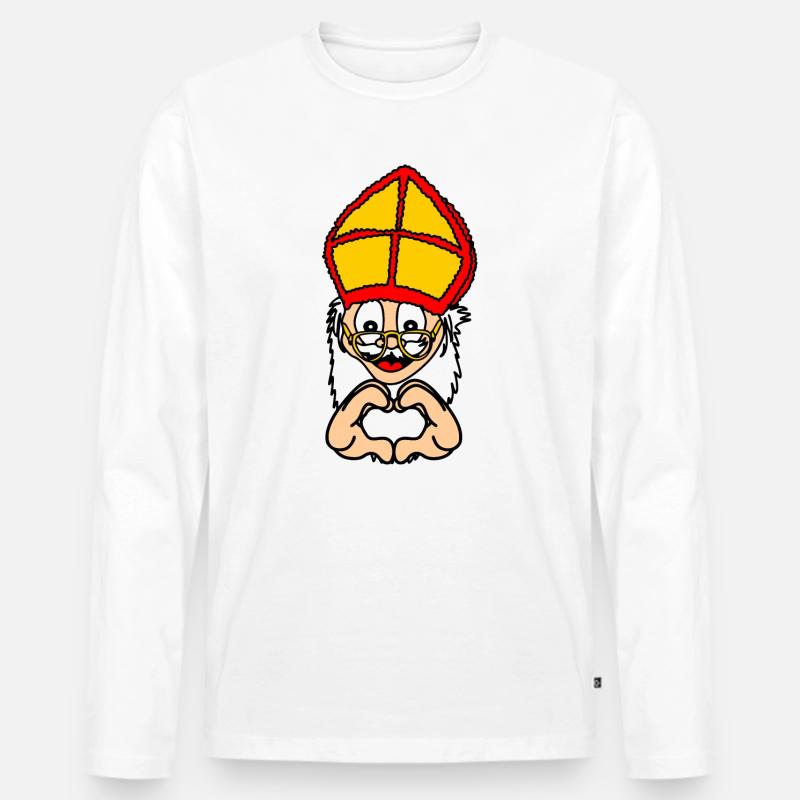 Sinterklaas mit Handgestenherz - Männer Premium Bio Langarmshirt - Weiß