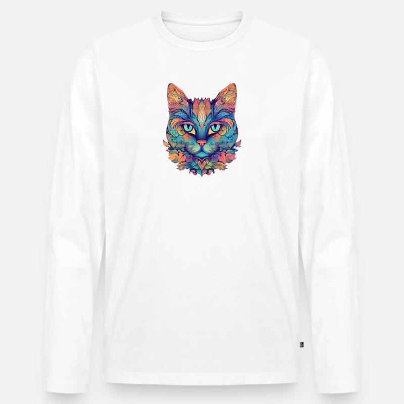 Abstrakten Katze - Männer Premium Bio Langarmshirt - Weiß