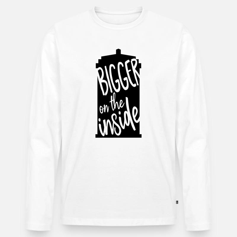 Bigger on the inside - Männer Premium Bio Langarmshirt - Weiß