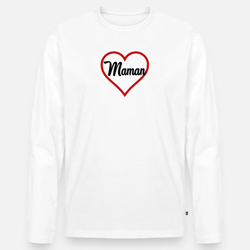 MAMA HERZ - Männer Premium Bio Langarmshirt - Weiß