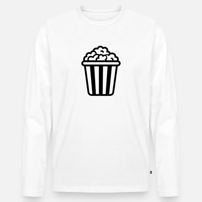 Popcorn - Männer Premium Bio Langarmshirt - Weiß