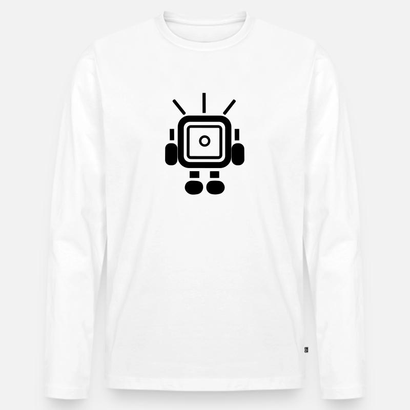 Kleiner Roboter - Männer Premium Bio Langarmshirt - Weiß