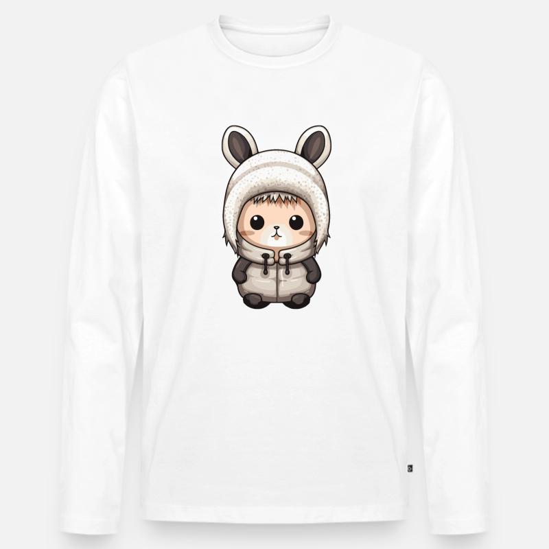 Hase Winter Comic - Männer Premium Bio Langarmshirt - undefined