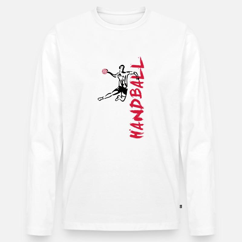 Handballer seitlich - Männer Premium Bio Langarmshirt - Weiß