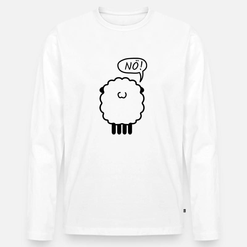 Schaf Nö! Design Geschenk - Männer Premium Bio Langarmshirt - Weiß