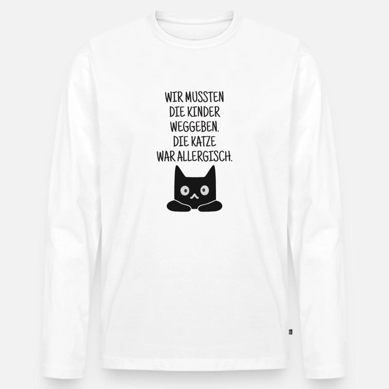 Katze war allergisch - Männer Premium Bio Langarmshirt - Weiß