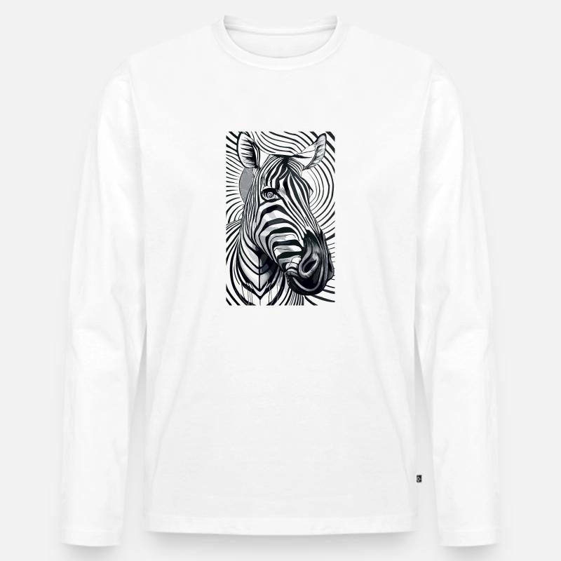 Psychedelisches Zebra - Männer Premium Bio Langarmshirt - Weiß