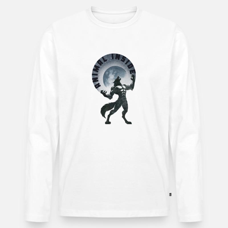 Animal Inside - Männer Premium Bio Langarmshirt - Weiß