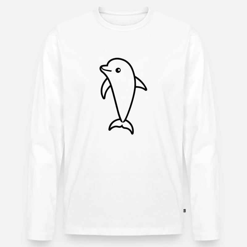 Delfin - Männer Premium Bio Langarmshirt - Weiß