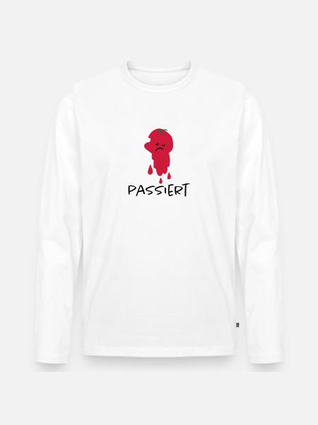 Passierte Tomate - Männer Premium Bio Langarmshirt - Weiß