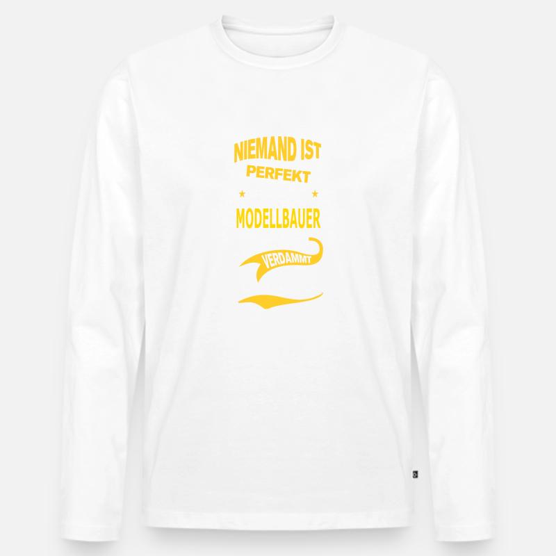 MODELLBAUER - Männer Premium Bio Langarmshirt - Weiß