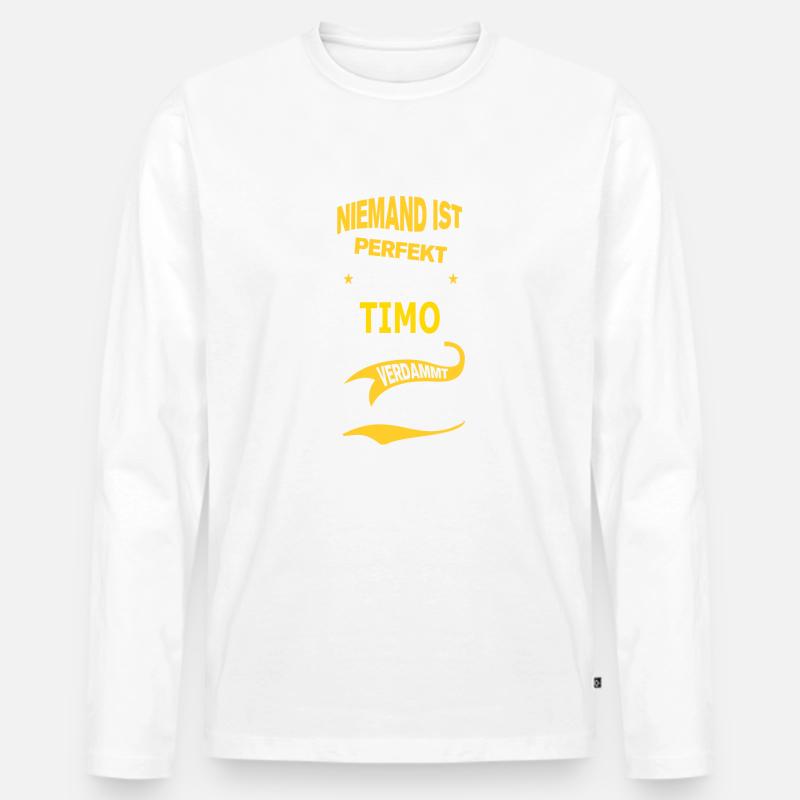 TIMO - Männer Premium Bio Langarmshirt - Weiß