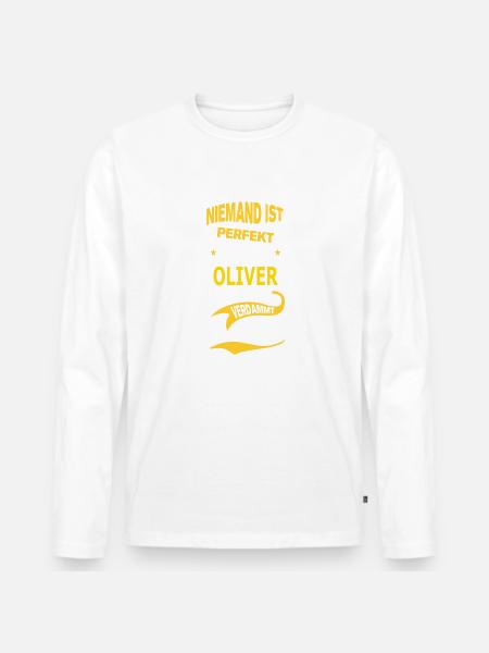 OLIVER - Männer Premium Bio Langarmshirt - Weiß