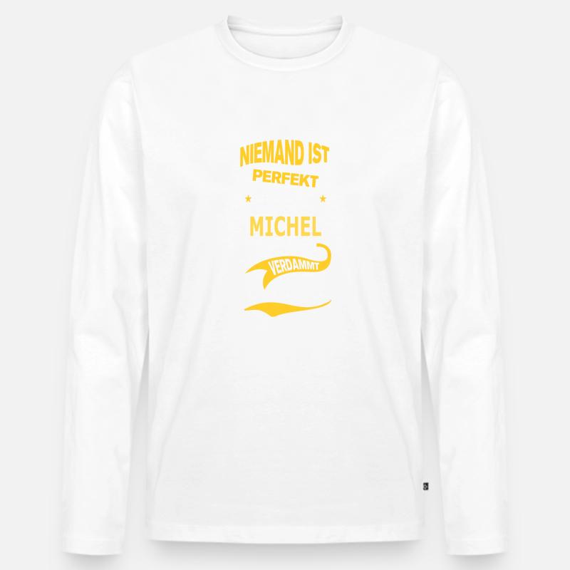 MICHEL - Männer Premium Bio Langarmshirt - Weiß