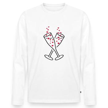 fröhlich feiern Sektglas Sekt Prost - Männer Premium Bio Langarmshirt - Weiß - Vorne - Nico (187cm)