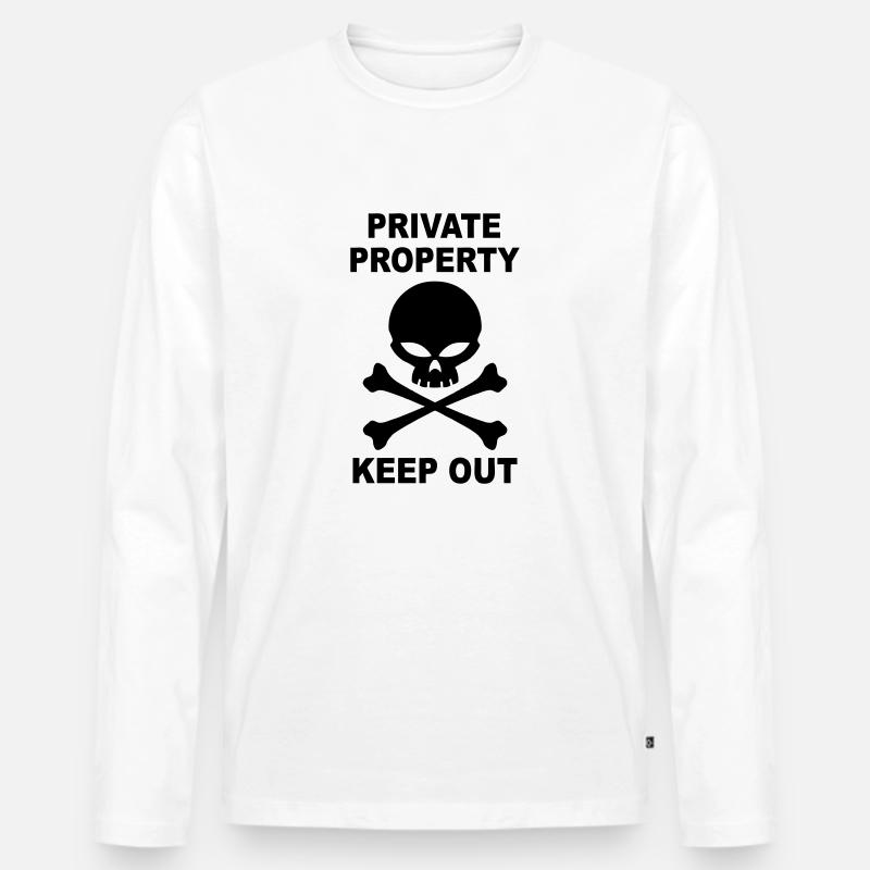 private property keep out - Männer Premium Bio Langarmshirt - Weiß