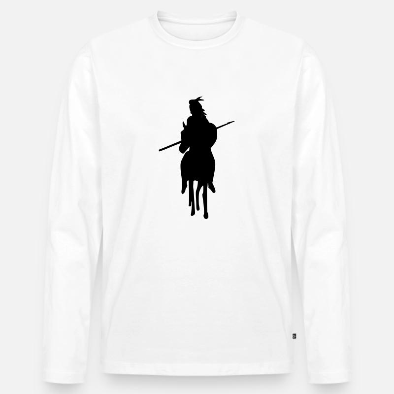 Indianer 1 - Männer Premium Bio Langarmshirt - Weiß