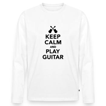 Keep calm and Play guitar - T-shirt manches longues Premium bio Homme - blanc - Devant - Nico (187cm)
