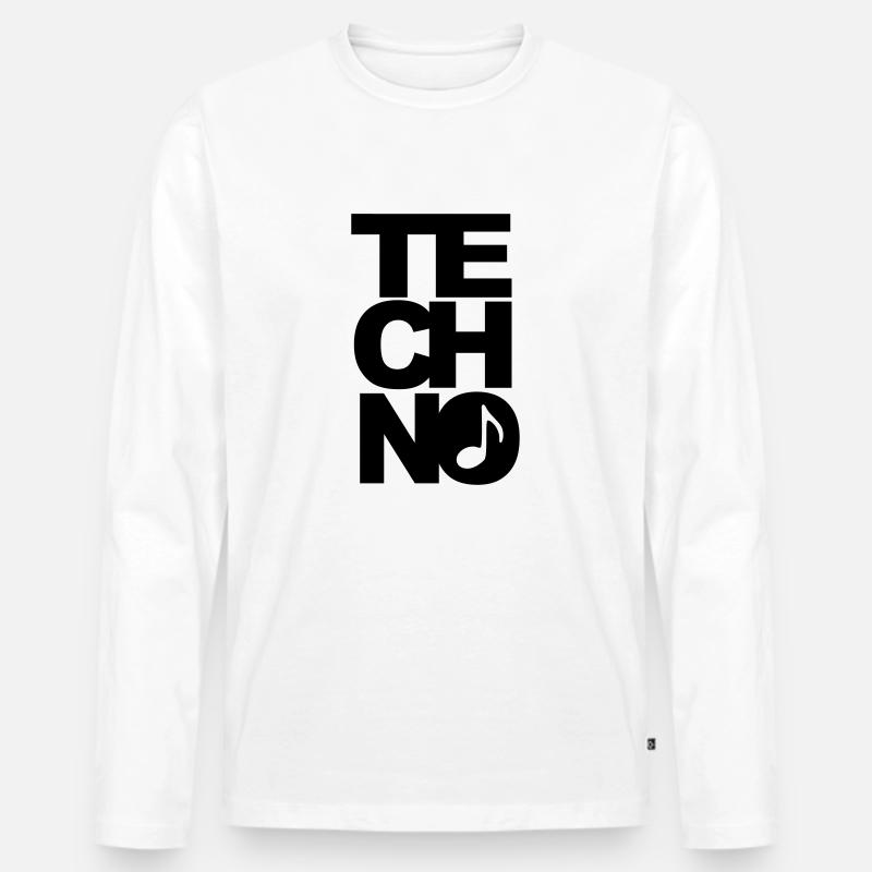 techno - Männer Premium Bio Langarmshirt - Weiß