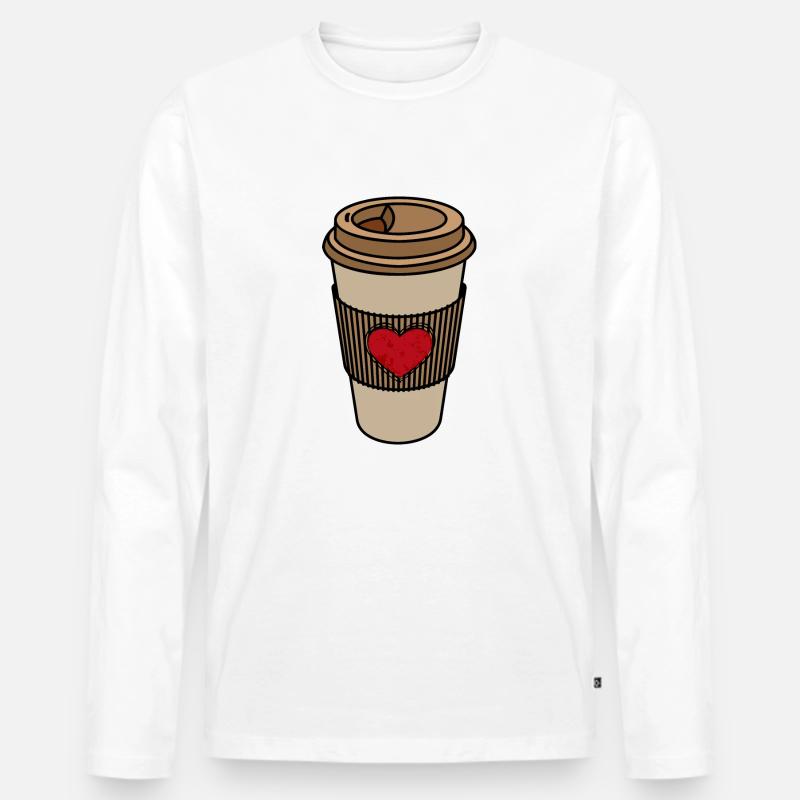 Coffee to Go (DDP) - Männer Premium Bio Langarmshirt - Weiß