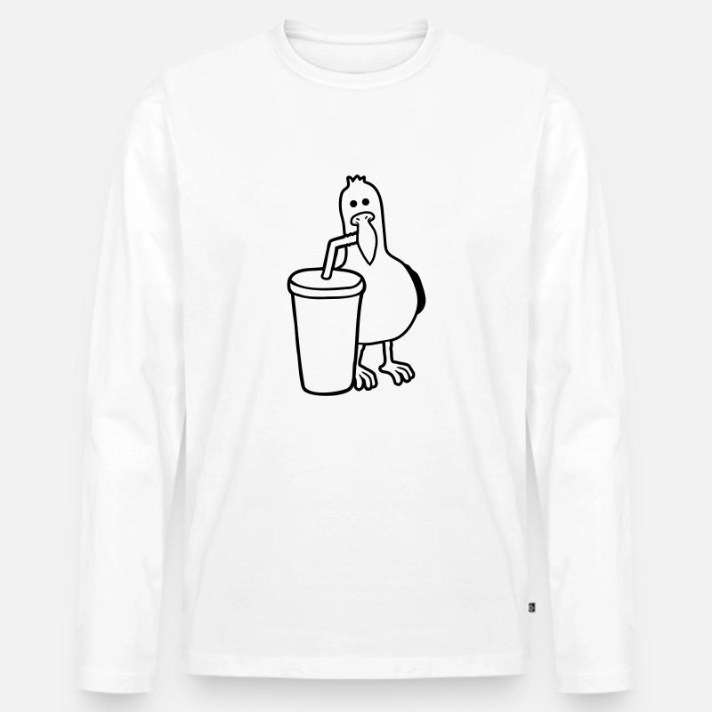 Cola Getränk Möwe trinkt - Männer Premium Bio Langarmshirt - Weiß
