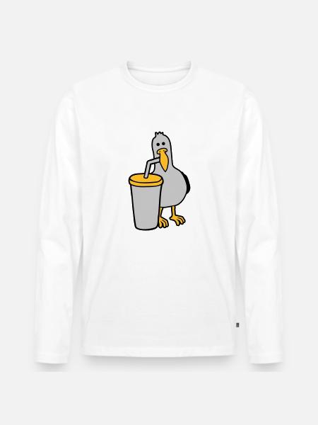 Seagull drinks cola drink - Men's Premium Organic Long Sleeve Shirt - white