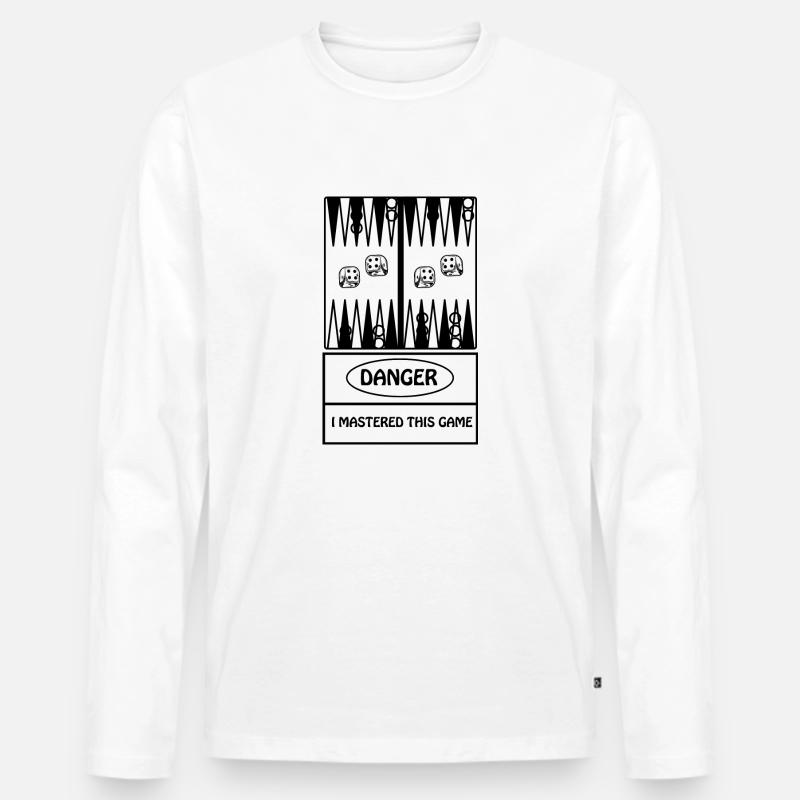 boardgame chess backgammon game night - Männer Premium Bio Langarmshirt - Weiß