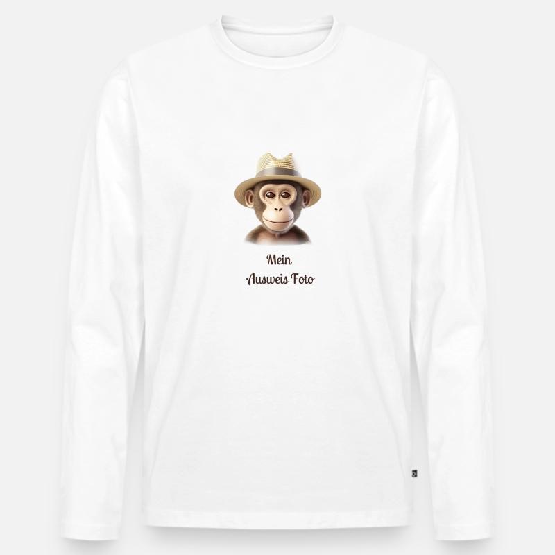 Max der lässige Affe - Männer Premium Bio Langarmshirt - Weiß