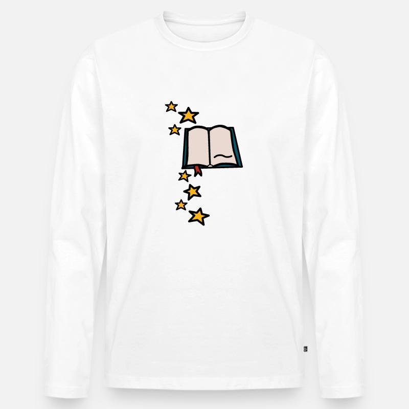Magisches Buch - Männer Premium Bio Langarmshirt - Weiß